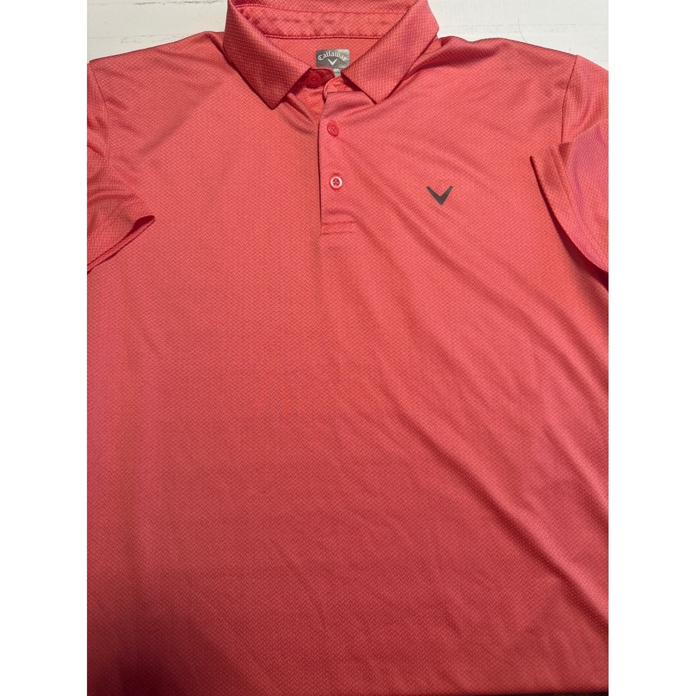 Callaway Polo Shirt Mens Large Coral Excellent Opti-Dri Textured Golf Top